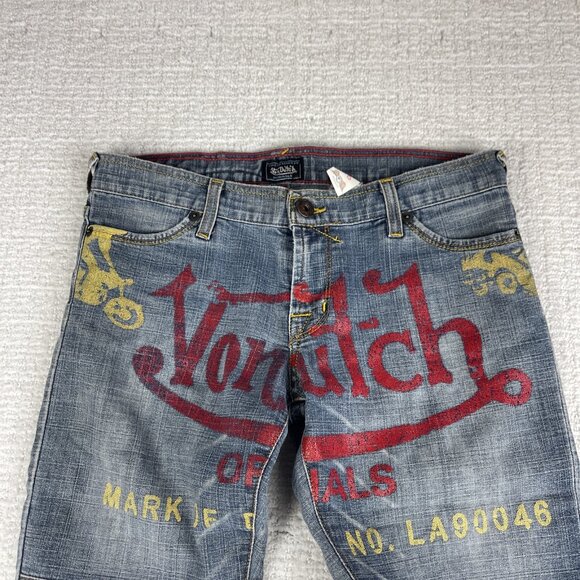 Y2K Women's Von Dutch Signature Painted Denim Logo VintageJeans Size 26 - Picture 5 of 16
